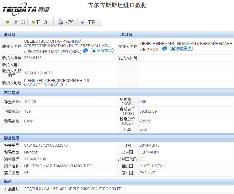 海关数据,进出口数据,进口数据,海洋之神hy590,贸易,吉尔吉斯坦